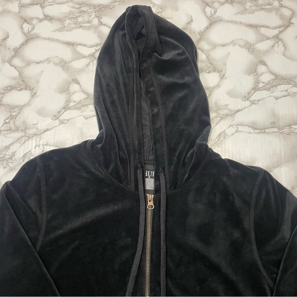 Hue Black Velour Hooded Jacket